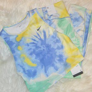 NIKE Dri-Fit Set Tie-dye Leggings and Crop Top Size Small NWT